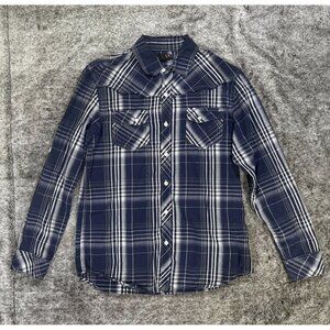 Men's Helix Button Down Long Sleeve Plaid Shirt Sz Medium